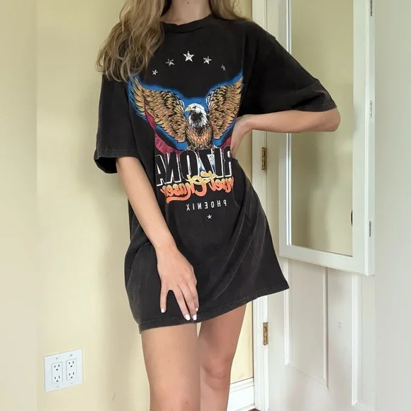 Princess Polly Black Graphic T-Shirt Dress with Eagle Design - Picture 3 of 9